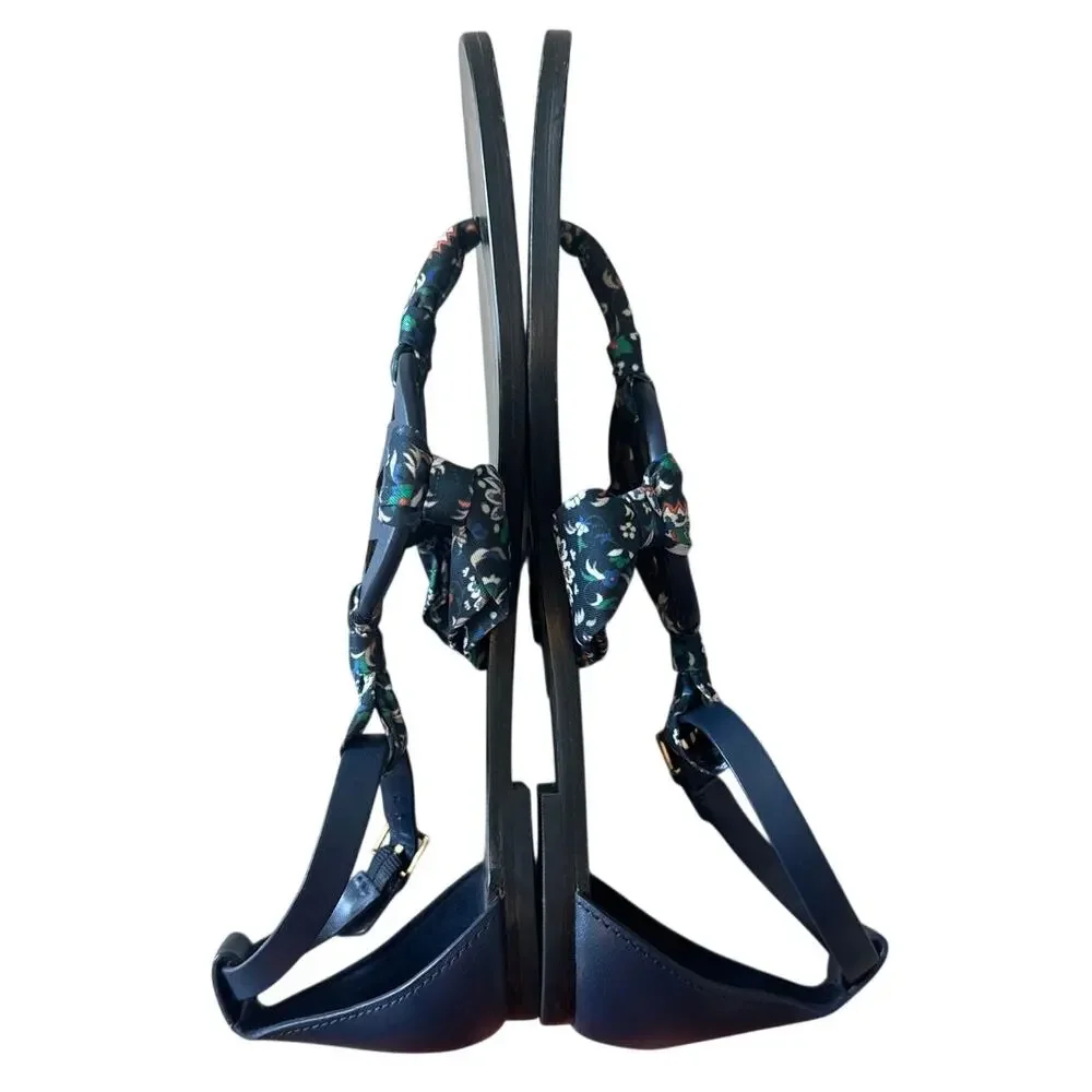 Tory Burch‎ Miller Scarf Sandals Navy Floral Ankle Strap 8